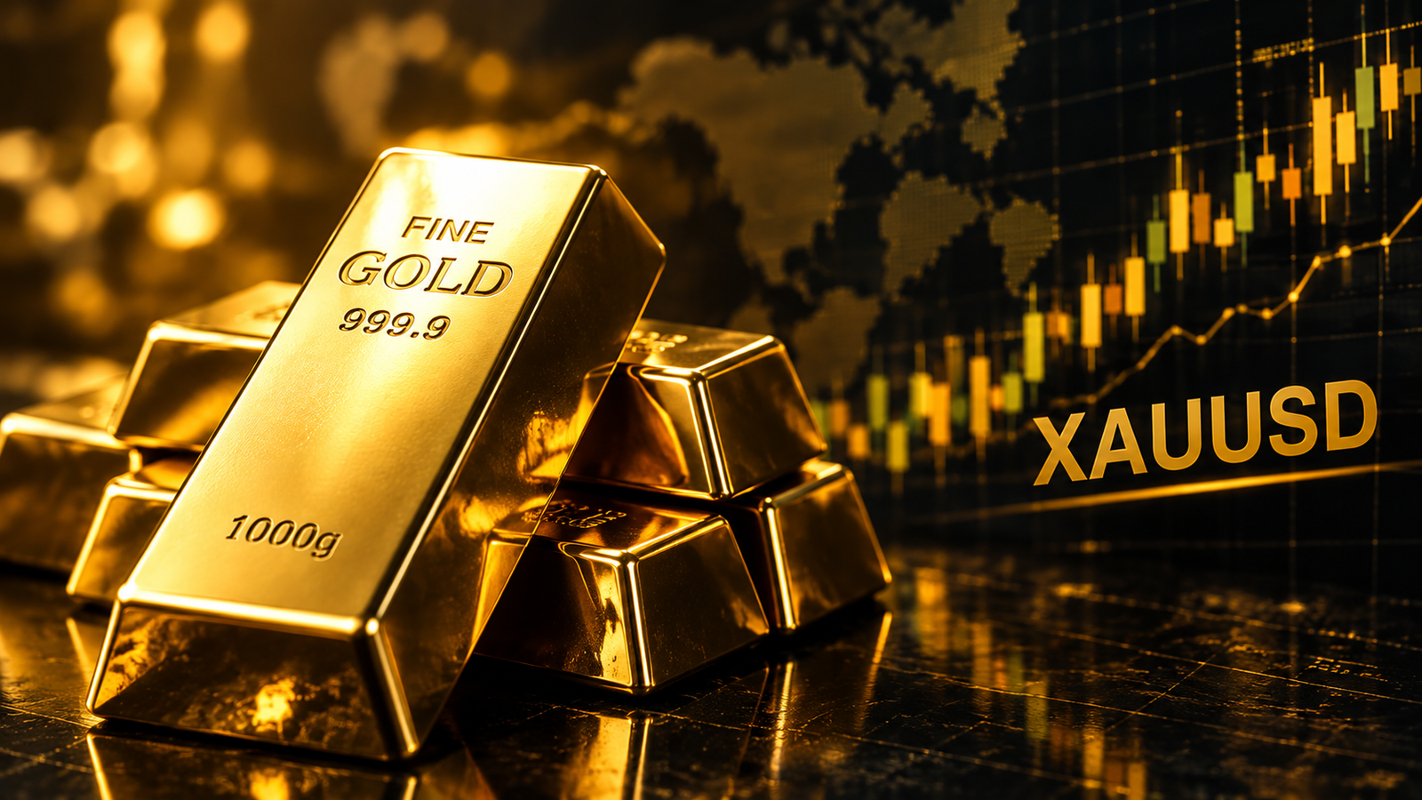 Gold bars representing XAUUSD gold trading